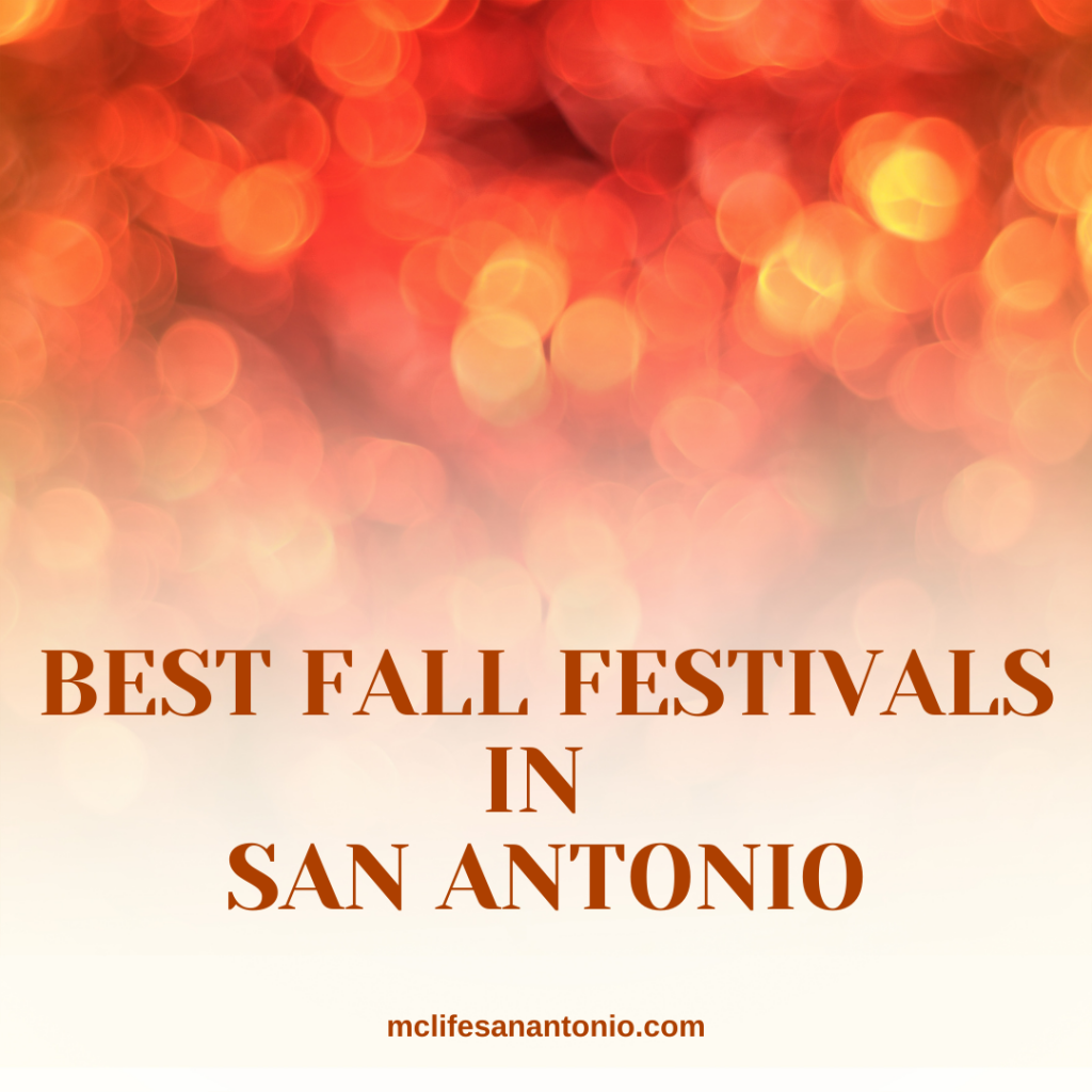Image shows glittering lights. Text reads "Best Fall Festivals in San Antonio"