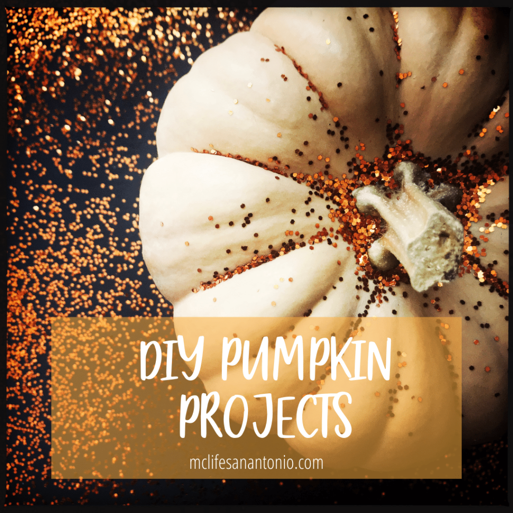 Pumpkin covered with glitter. "DIY Pumpkin Projects. mclifesanantonio.com"