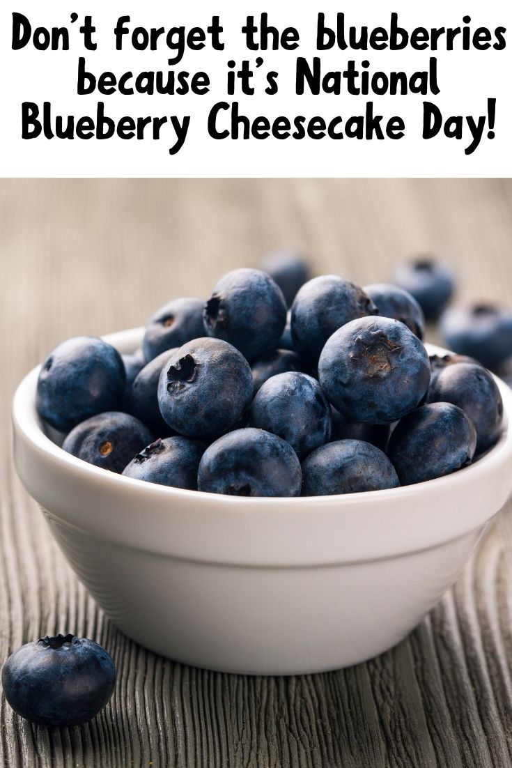 Pin with a bowl of blueberries at the bottom and the title of the post at the top in black letters.