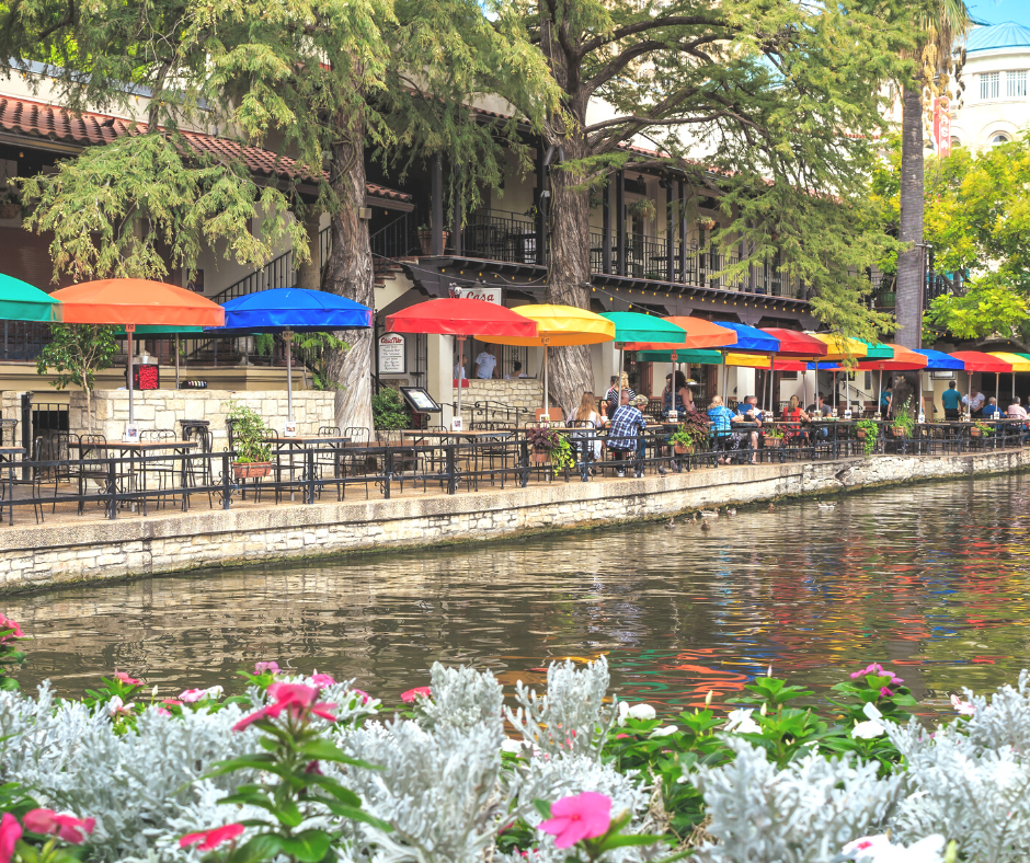 a view along the riverwalk which you can enjoy on 10 things to do in San Antonio for free.